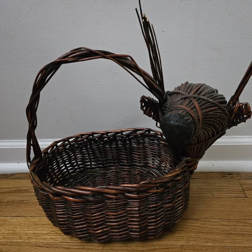 Reindeer Deer Head Woven Rattan Basket Wicker Hunting Country Wedding Christmas